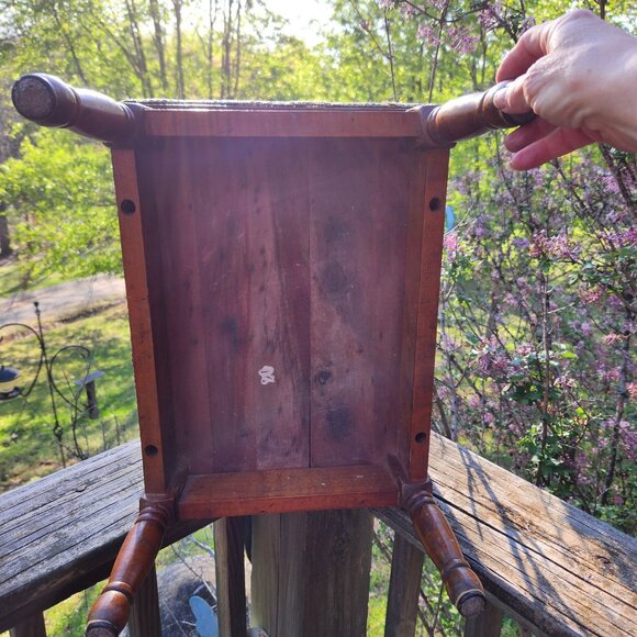 Vintage Wooden Footstool With Floral Tapestry Cushion French country Cottage cor - Picture 6 of 11